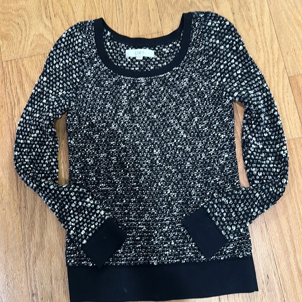 Loft Sweater in Black & White Boucle Knit